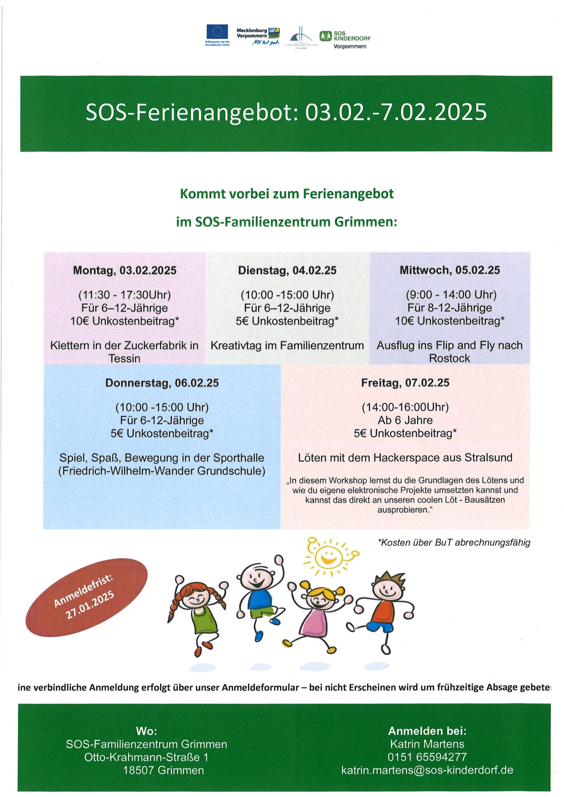 SOS-Ferienangebote 2025 im SOS-Familienzentrum Grimmen